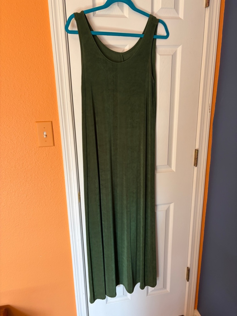 Olive Green Sleeveless Maxi Dress - Casual Scoop Neck